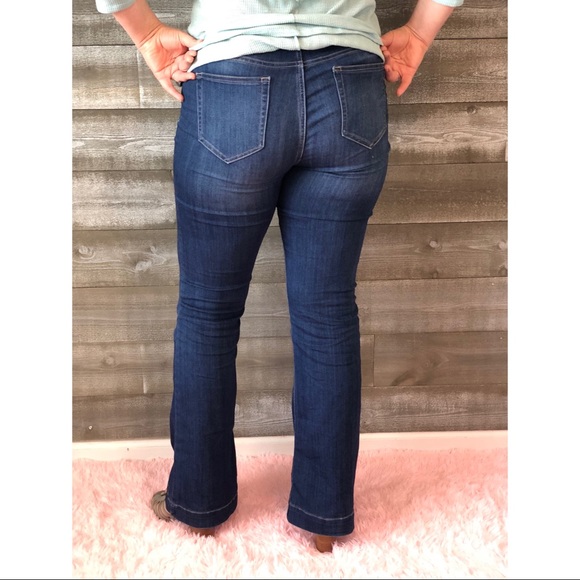 RESTOCK! New Cello Jeans Pull On Flares Dark Wash - Picture 11 of 16